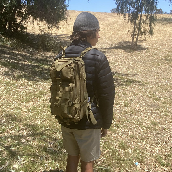 GORILLA PAKS 30L Small Tactical Backpack (Tan) Military MOLLE Assault Rucksack Bug Out Bag 3 Day Army Pack for Hiking Daypack, Hunting, Camping, Survival, EDC, Gym