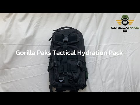 Gorilla Paks Small 30L Military Tactical Hydration Backpack (Black) - 2.5L Water Bladder - Assault 3 Day Pack Army Molle Bag Backpacks Rucksack - Hunting, Hiking, Gym.
