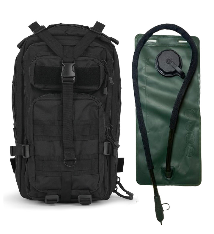 Gorilla Paks Small 30L Military Tactical Hydration Backpack (Black) - 2.5L Water Bladder - Assault 3 Day Pack Army Molle Bag Backpacks Rucksack - Hunting, Hiking, Gym.