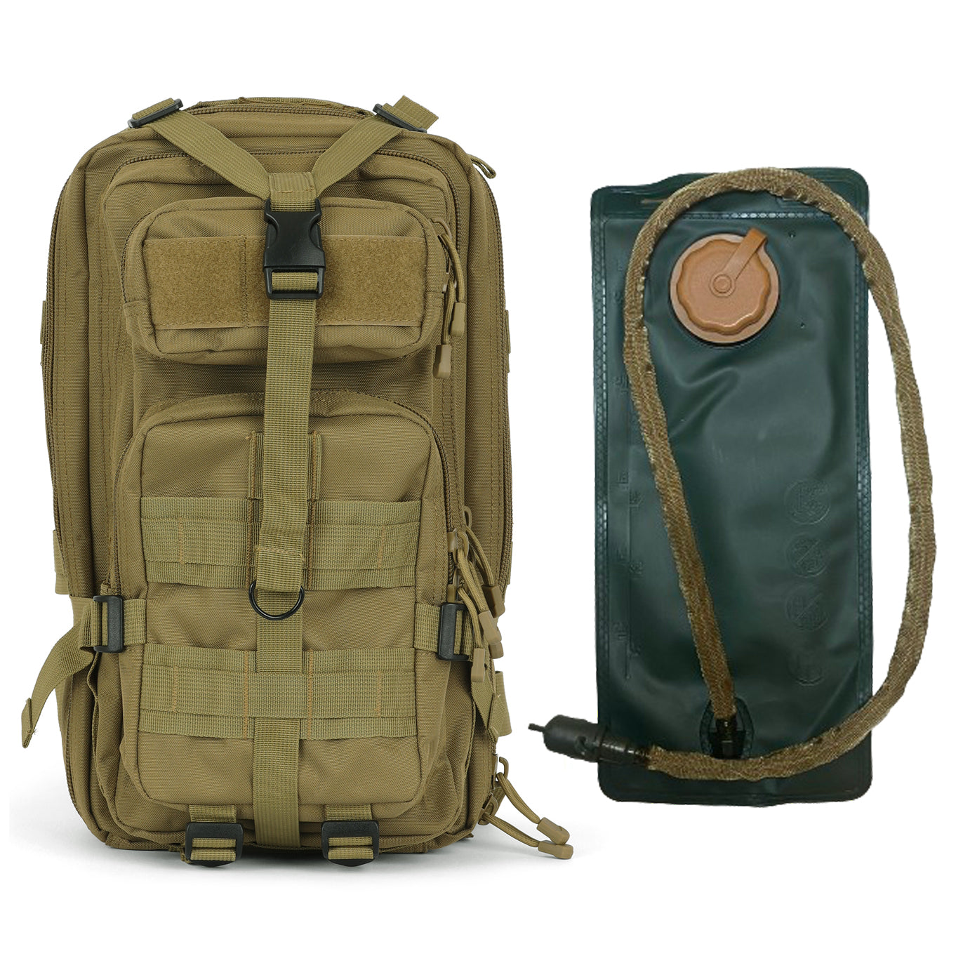 Gorilla Paks Small 30L Military Tactical Hydration Backpack (Tan) - 2.5L Water Bladder - Assault 3 Day Pack Army Molle Bag Backpacks Rucksack Gorilla Paks Small 30L Military Tactical Hydration Backpack (Tan) - 2.5L Water Bladder - Assault 3 Day Pack Army Molle Bag Backpacks Rucksack