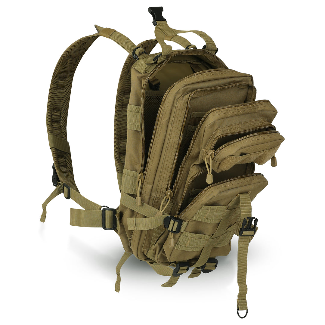 GORILLA PAKS 30L Small Tactical Backpack (Tan) Military MOLLE Assault Rucksack Bug Out Bag 3 Day Army Pack for Hiking Daypack, Hunting, Camping, Survival, EDC, Gym