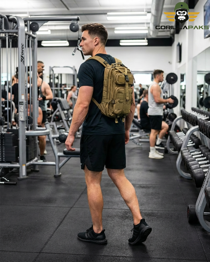 GORILLA PAKS 30L Small Tactical Backpack (Tan) Military MOLLE Assault Rucksack Bug Out Bag 3 Day Army Pack for Hiking Daypack, Hunting, Camping, Survival, EDC, Gym
